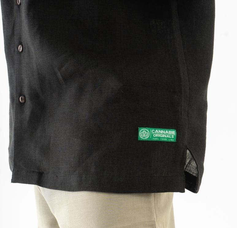 Cuban Collar Hemp Shirt Black