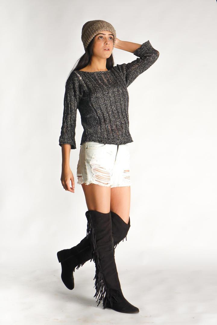 Crop Top Black Brown