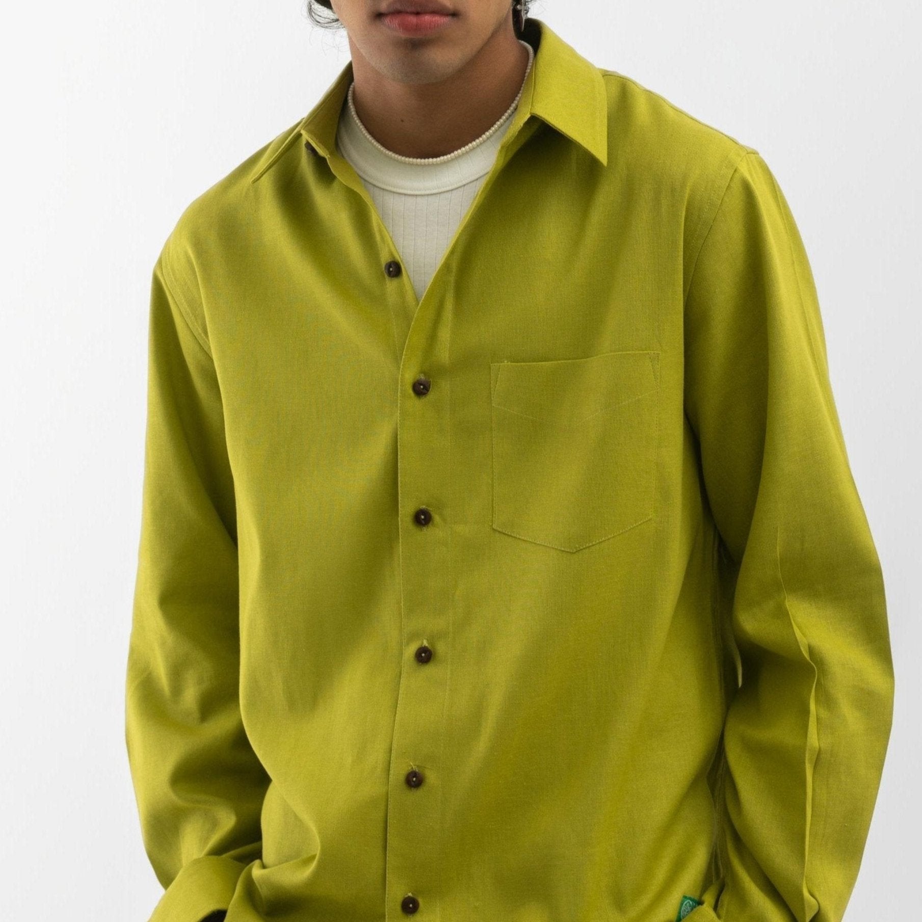 Full sleeves Hemp solid shirt green