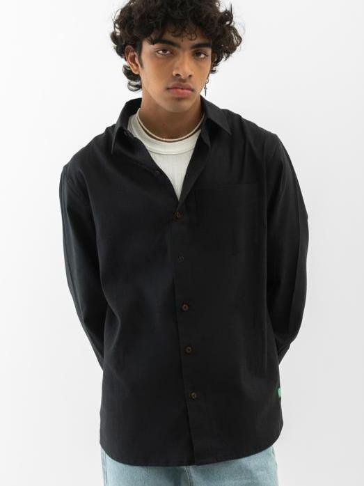 Mystic Arts Patchwork FULL Sleeves Hemp Shirt Blac