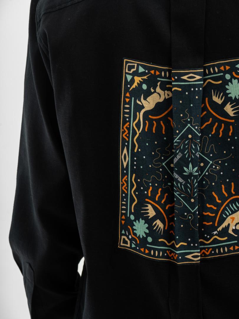 Mystic Arts Patchwork FULL Sleeves Hemp Shirt Blac