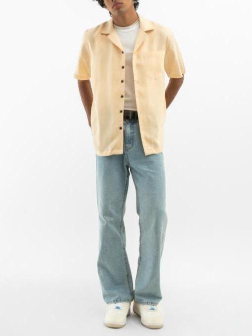 Cuban Collar Hemp Shirt Nude