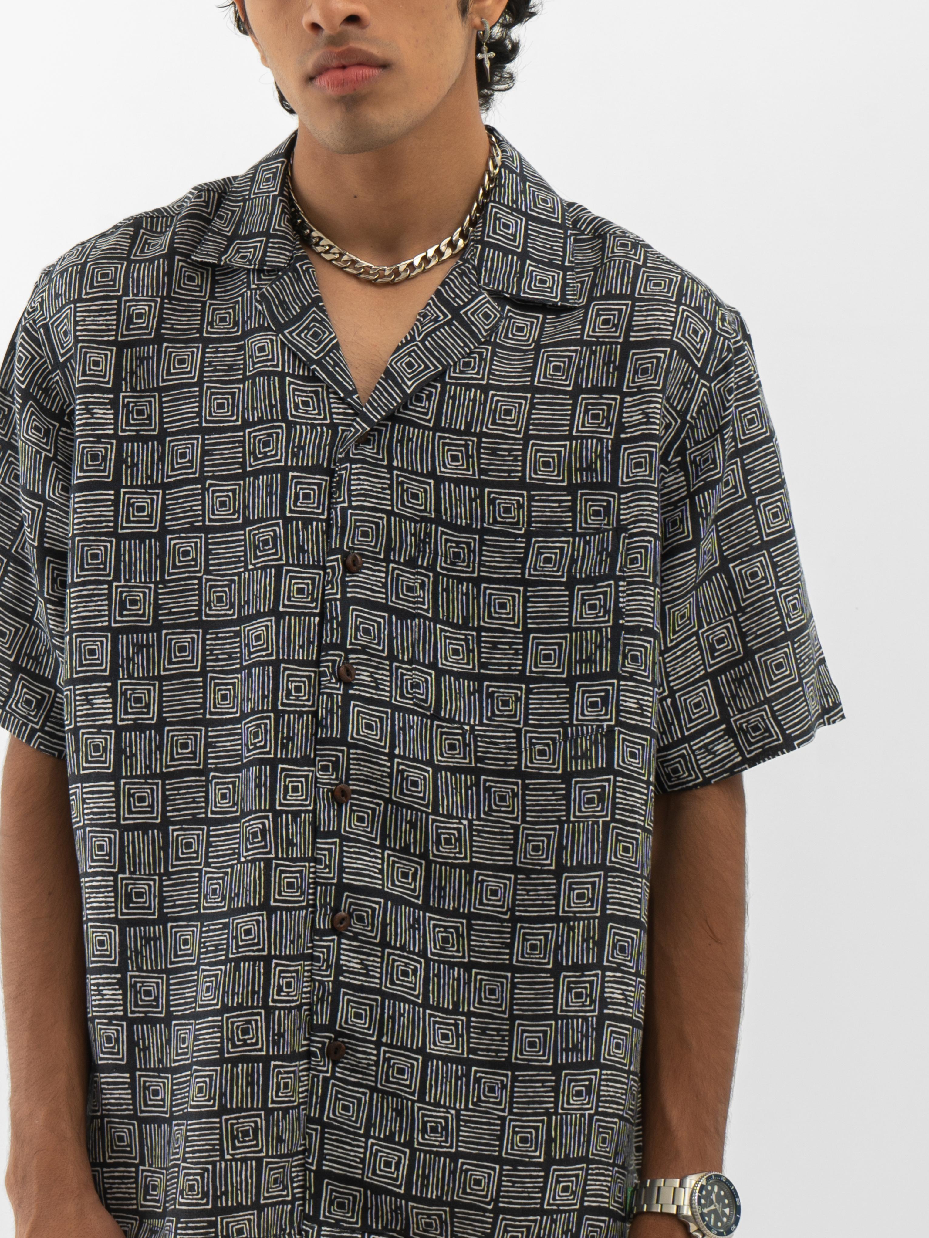 Cuban Collar Hemp Shirt Black