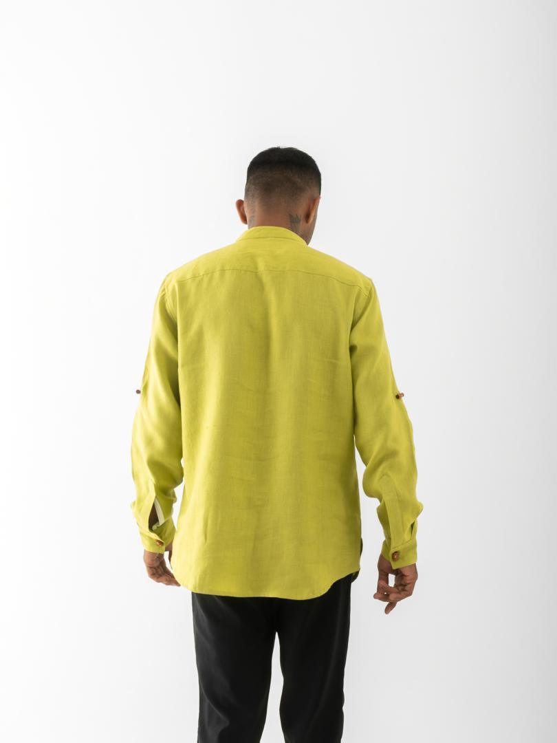 Pure Hemp Short Kurta Shirt - Solid Green