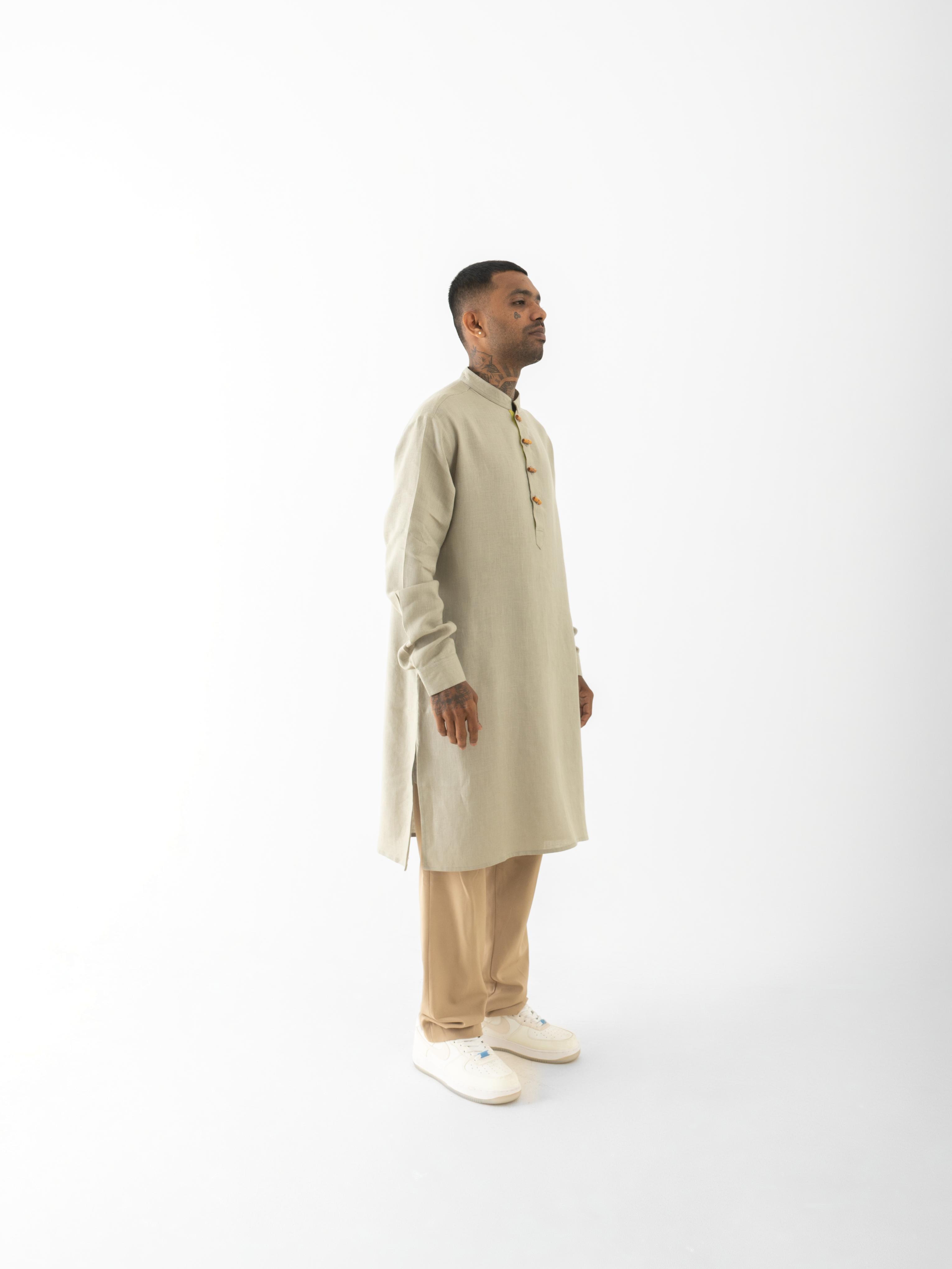 Pure Hemp Kurta Long Black Grey