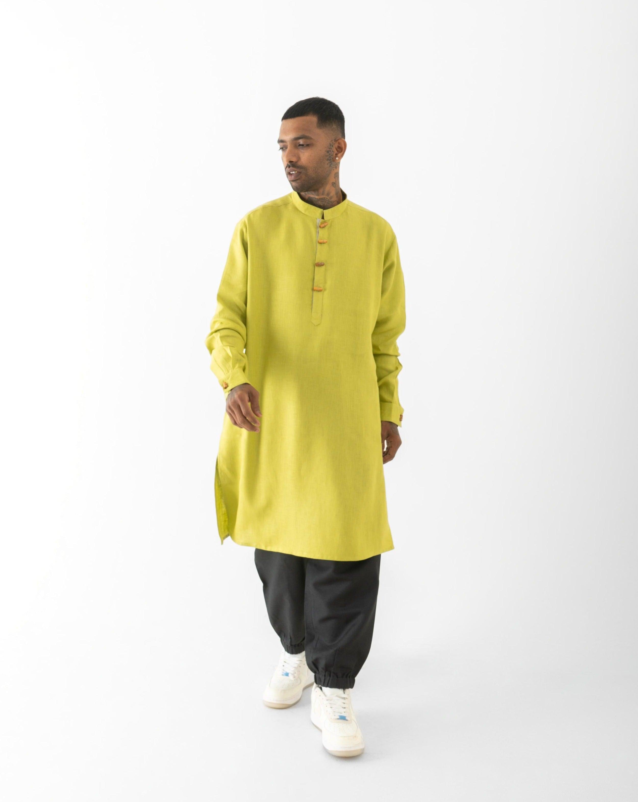 Kurta Long Black Green