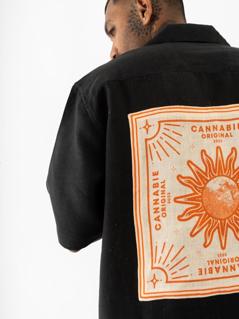 OG Patchwork Cuban Collar Hemp Shirt Black