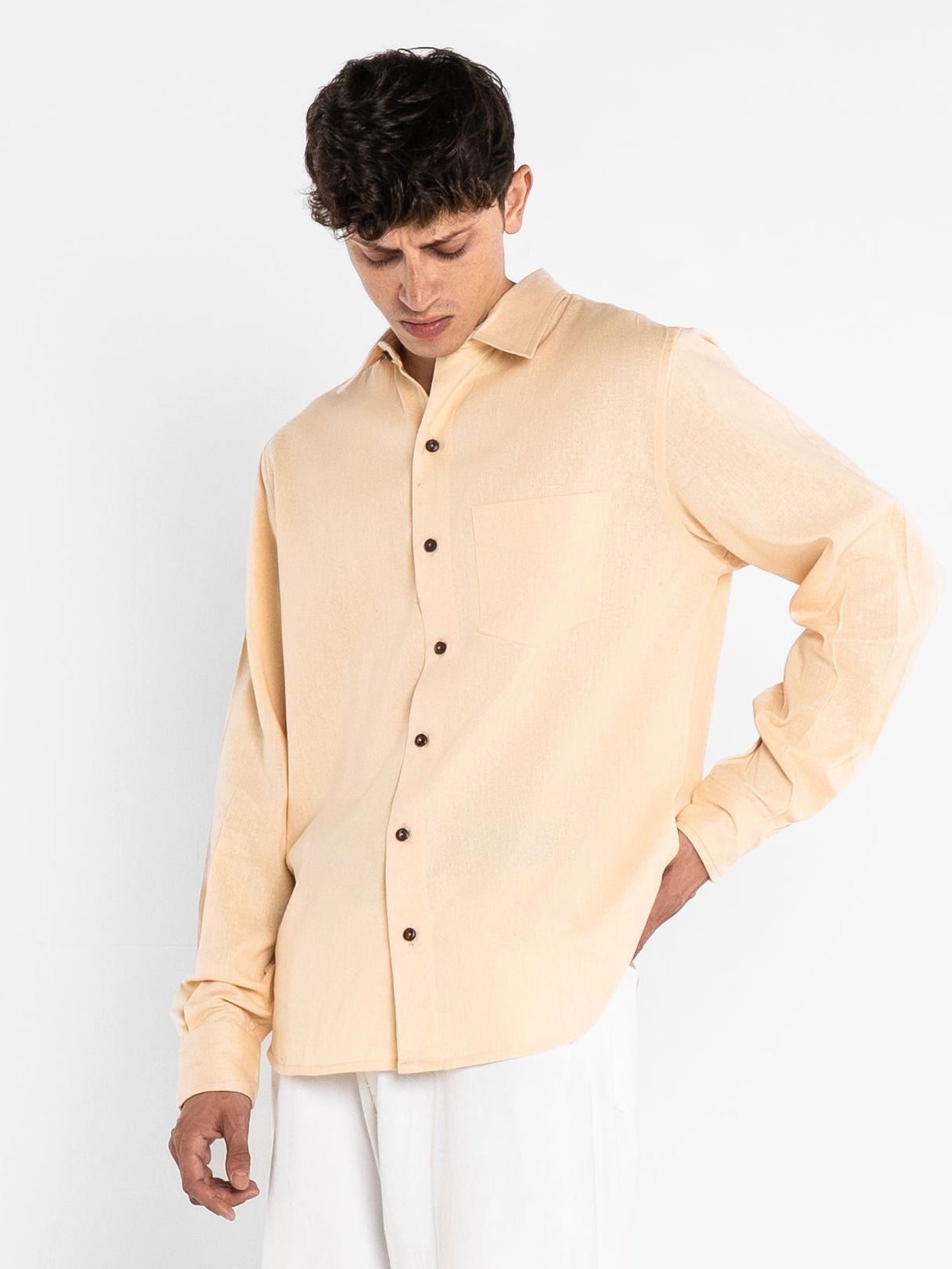 Cannabie Spell Patchwork Full Sleeves Hemp Shirt Nude