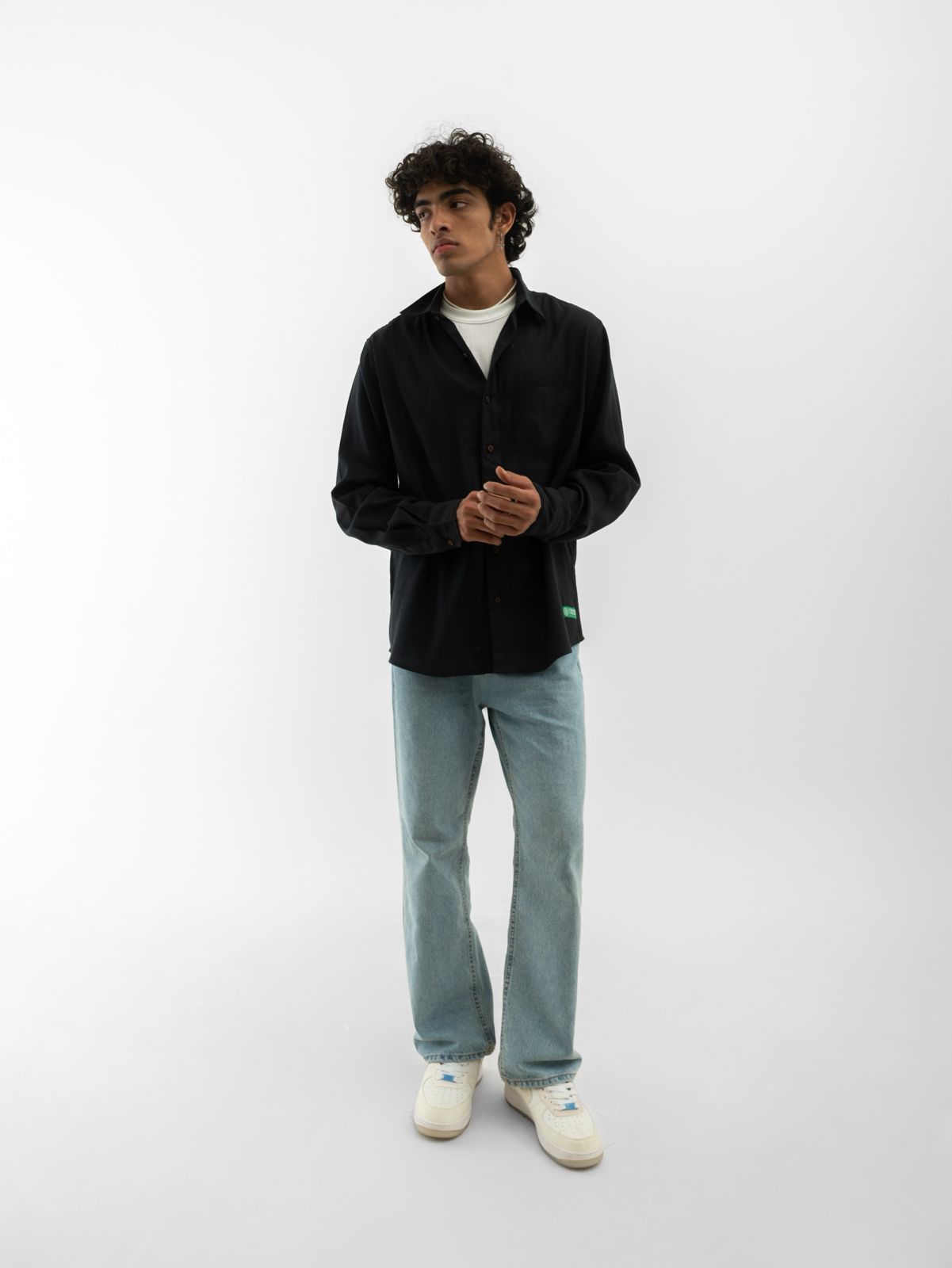 Full sleeves Hemp Solid Shirt Black