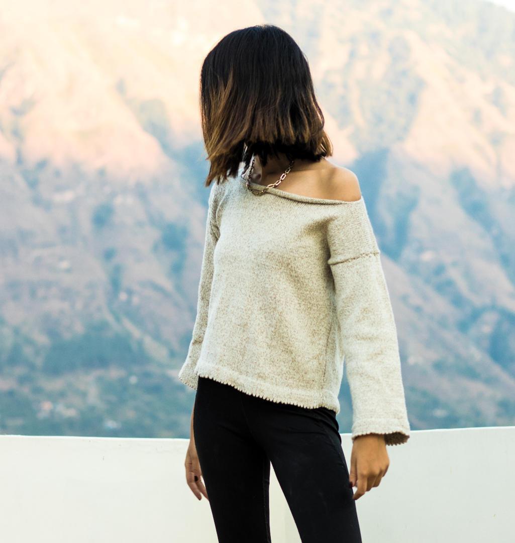 Backless Top Brown Black