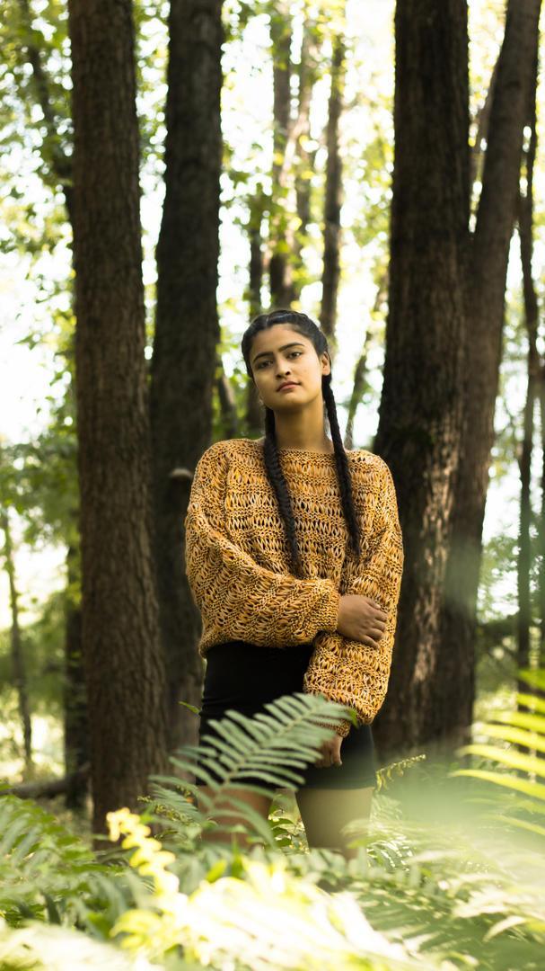 Patterned Knit Crop Top Yellow - Cannabie