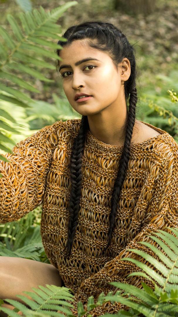 Patterned Knit Crop Top Yellow - Cannabie